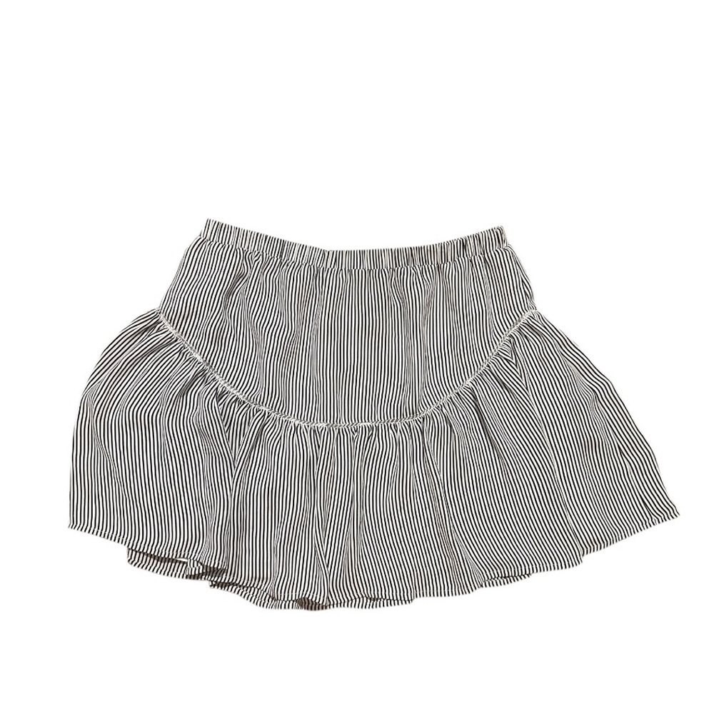 Banana Republic Navy White Pinstriped Flounce Skirt Knit Detail | Size S